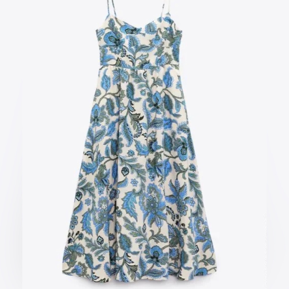 ZARA Paisley Printed Midi Dress - Picture 9 of 11